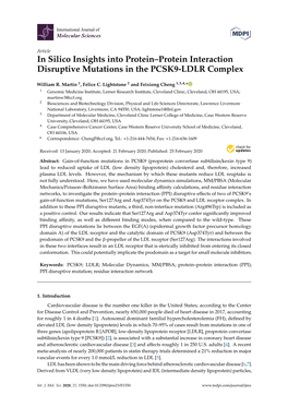 In Silico Insights Into Protein–Protein Interaction Disruptive Mutations in the PCSK9-LDLR Complex