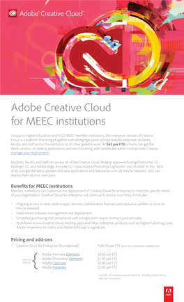 Adobe Creative Cloud for MEEC Institutions