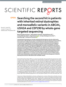 Searching the Second Hit in Patients with Inherited Retinal Dystrophies and Monoallelic Variants in ABCA4, USH2A and CEP290 by W