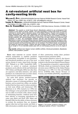 A Rat-Resistant Artificial Nest Box for Cavity-Nesting Birds