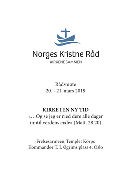 21. Mars 2019 KIRKE I EN NY TID «…