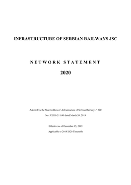 Infrastructure of Serbian Railways Jsc Network Statement