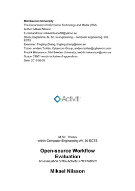 Open-Source Workflow Evaluation an Evaluation of the Activiti BPM Platform