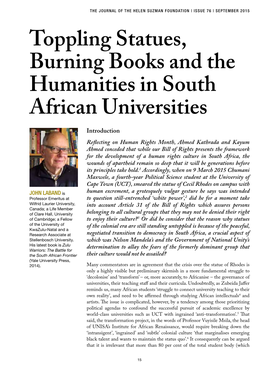 Toppling Statues, Burning Books and the Humanities in South African