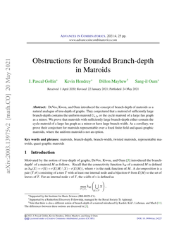 Obstructions for Bounded Branch-Depth in Matroids