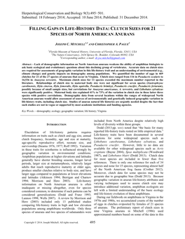 Clutch Sizes for 21 Species of North American Anurans