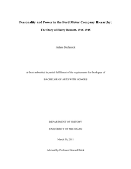 Personality and Power in the Ford Motor Company Hierarchy