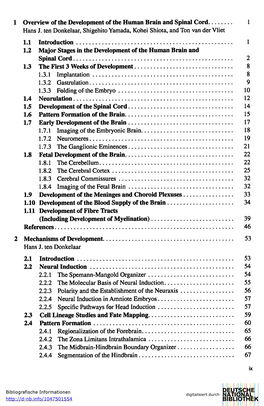 1 Overview of the Development of the Human Brain and Spinal Cord 1 Hans J