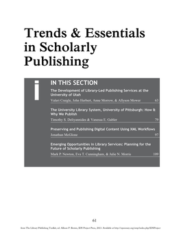 Trends & Essentials in Scholarly Publishing