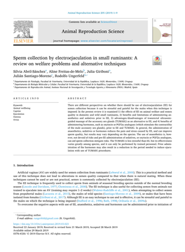 Sperm Collection by Electroejaculation in Small Ruminants a Review on Welfare Problems and Alternative Techniques