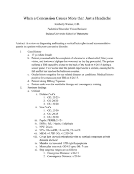 Vertical Heterophoria and Accommodative Paresis in a Patient with Post-Concussive Disorder