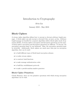 Introduction to Cryptography