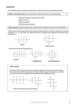 N Goalby Chemrevise.Org 1 Isomerism