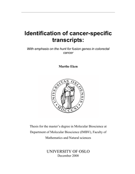 Identification of Cancer-Specific Transcripts