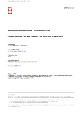 A Time-Predictable Open-Source Ttethernet End-System