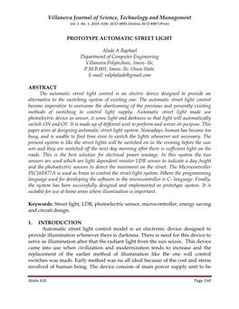 Prototype Automatic Street Light