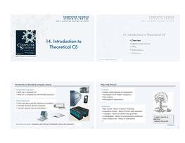 Computer Science 14. Introduction to Theoretical CS 14