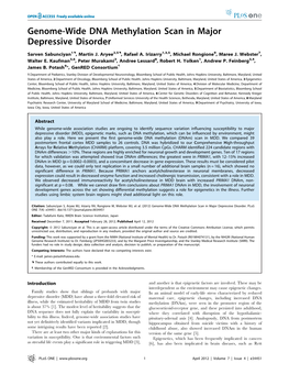 Genome-Wide DNA Methylation Scan in Major Depressive Disorder