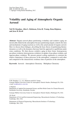 Volatility and Aging of Atmospheric Organic Aerosol