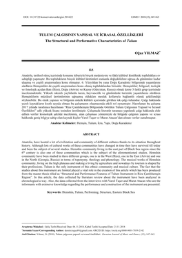 ULUM ÇALGISININ YAPISAL VE İCRASAL ÖZELLİKLERİ the Structural and Performative Characteristics of Tulum