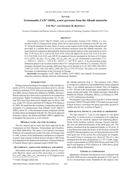 Grossmanite, Cati3+Alsio6, a New Pyroxene from the Allende Meteorite