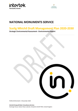 Sceilg Mhichíl Draft Management Plan 2020-2030 Strategic Environmental Assessment - Environmental Report