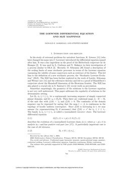 The Loewner Differential Equation and Slit Mappings 1