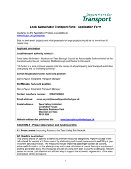 Local Sustainable Transport Fund - Application Form