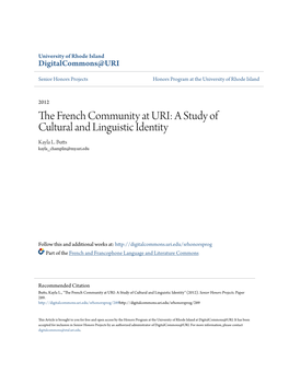 The French Community at URI: a Study of Cultural and Linguistic