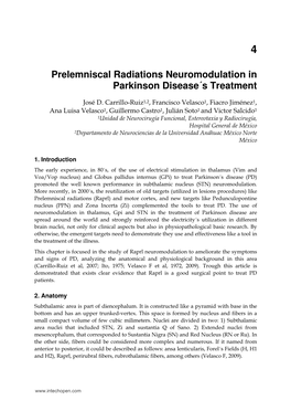 Prelemniscal Radiations Neuromodulation in Parkinson Disease´S Treatment