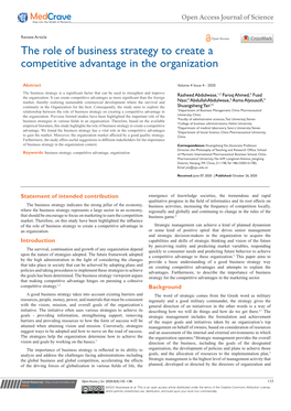 The Role of Business Strategy to Create a Competitive Advantage in the Organization