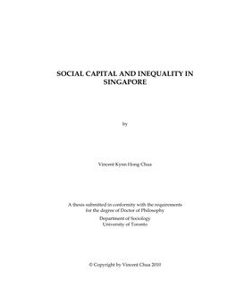 Social Capital and Inequality in Singapore