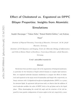 Effect of Cholesterol Vs. Ergosterol on DPPC Bilayer Properties