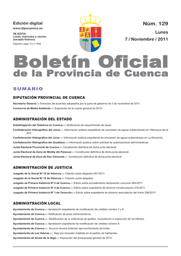 Boletín Oficial De La Provincia De Cuenca Sumario Diputación Provincial De Cuenca