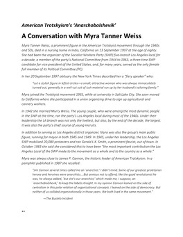 A Conversation with Myra Tanner Weiss