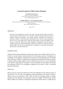 A Network Analysis of Sibiu County, Romania