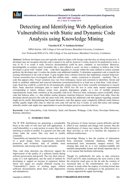 Detecting and Identifying Web Application Vulnerabilities with Static and Dynamic Code Analysis Using Knowledge Mining