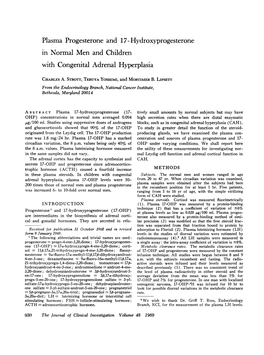 Plasma Progesterone and 17-Hydroxyprogesterone with Congenital Adrenal Hyperplasia