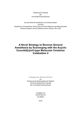 A Novel Strategy to Reverse General Anesthesia by Scavenging with the Acyclic Cucurbit[N]Uril-Type Molecular Container Calabadion 2