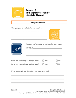 Session 9: the Slippery Slope of Lifestyle Change