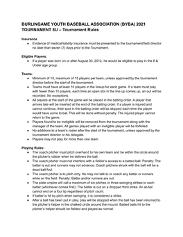 BYBA Tournament Rules 2021