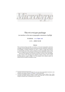 The Microtype Package an Interface to the Micro-Typographic Extensions of Pdftex