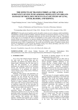 The Effects of Transfluthrin As the Active Substance of One Push Aerosol