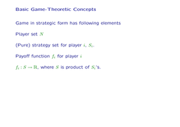 (Pure) Strategy Set for Player I, Si. P