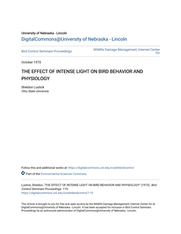 The Effect of Intense Light on Bird Behavior and Physiology