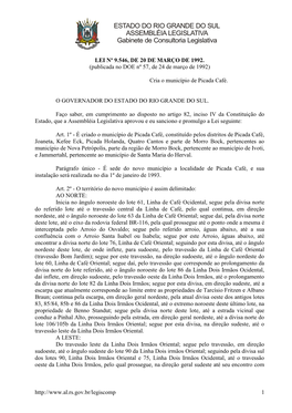 LEI Nº 9.546, DE 20 DE MARÇO DE 1992. (Publicada No DOE Nº 57, De 24 De Março De 1992)