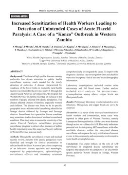 Increased Sensitization of Health Workers Leading to Detection of Unintended Cases of Acute Flaccid Paralysis: a Case of a “Konzo” Outbreak in Western Zambia