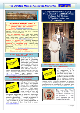 The Chingford Masonic Association Newsletter – 62Nd Edition