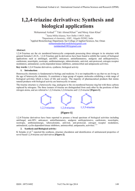 1,2,4-Triazine Derivatives: Synthesis and Biological Applications