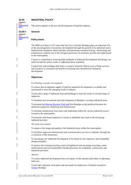 22.05 INDUSTRIAL POLICY This Policy Applies to the Use And
